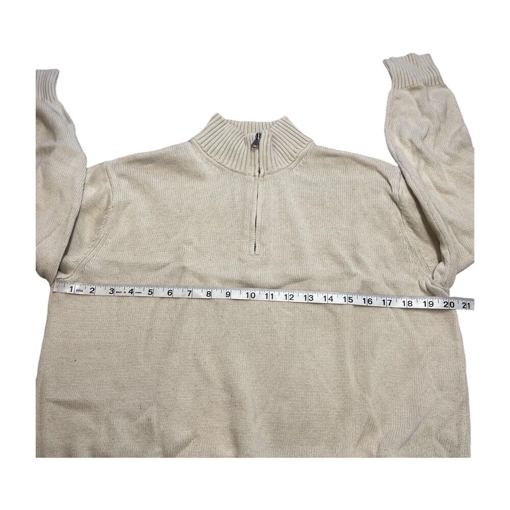 Spring + Mercer Sweater Women's Medium Beige 100% Cotton Long Sleeve Quarter Zip - Picture 4 of 6